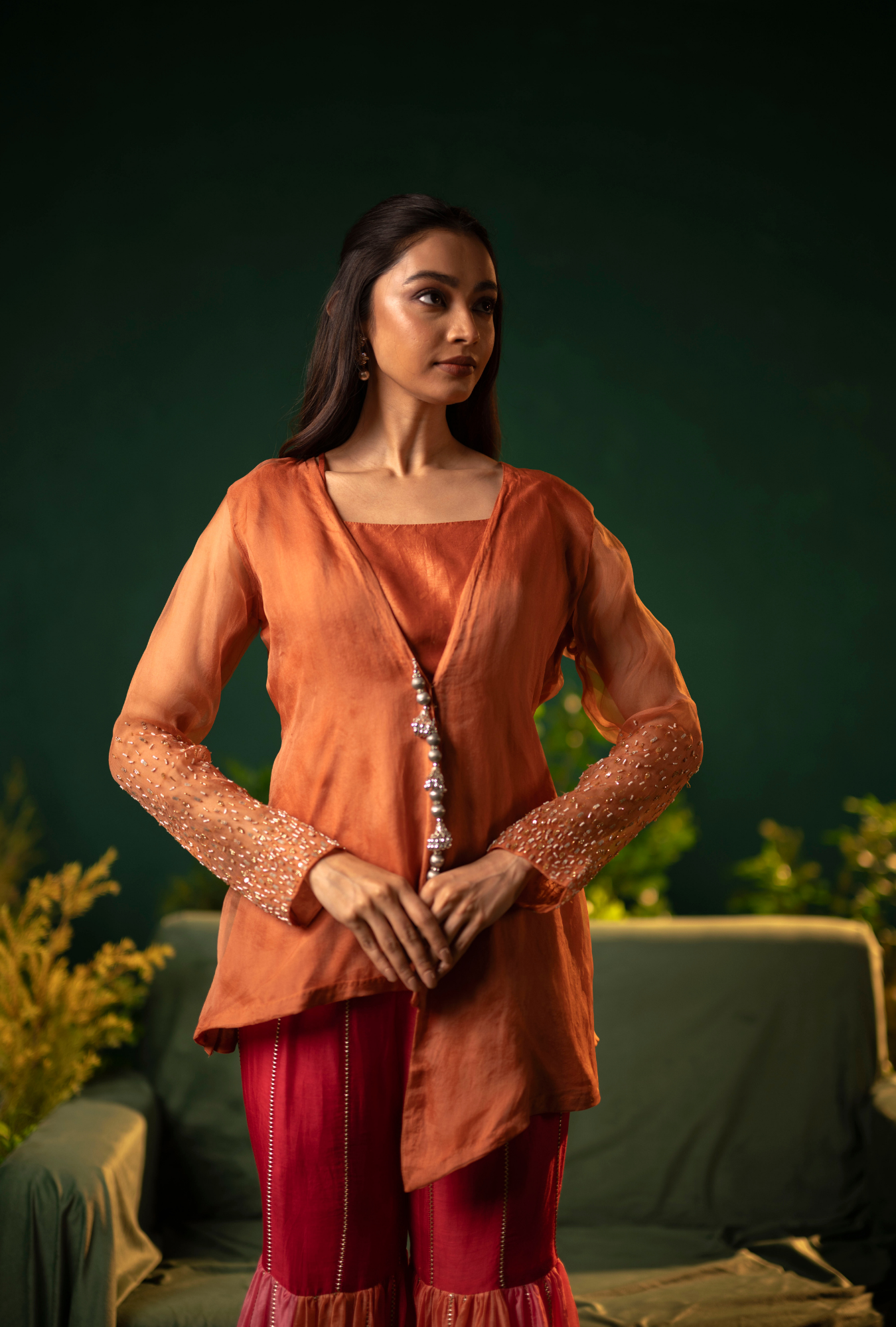 Rust Sharara Set