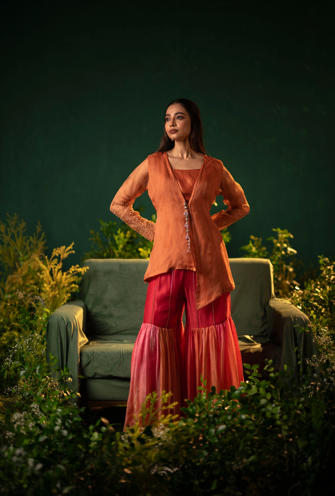 Rust Sharara Set