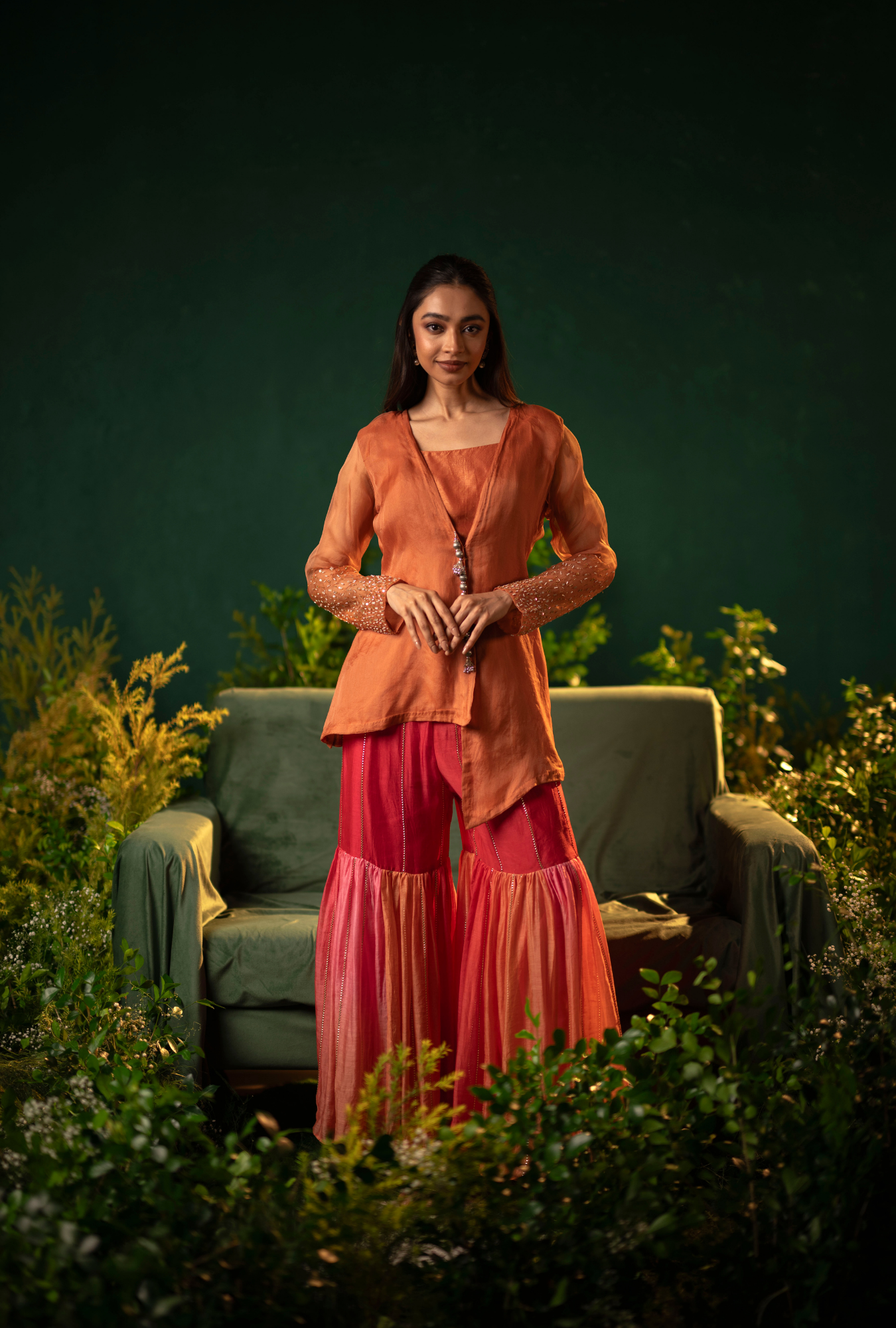 Rust Sharara Set