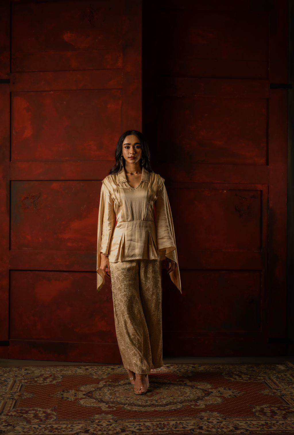 Ira Peplum Brocade Set