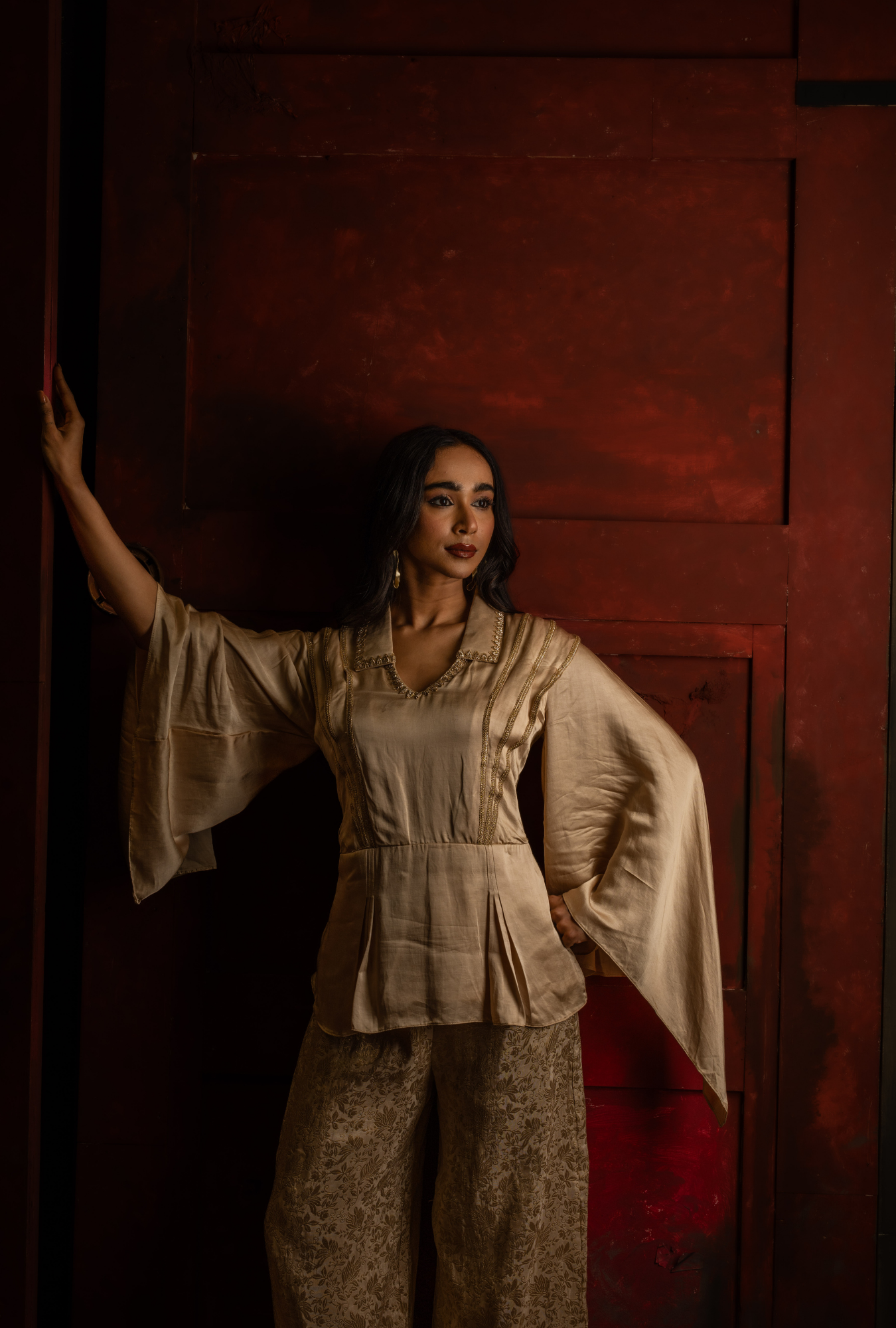 Ira Peplum Brocade Set