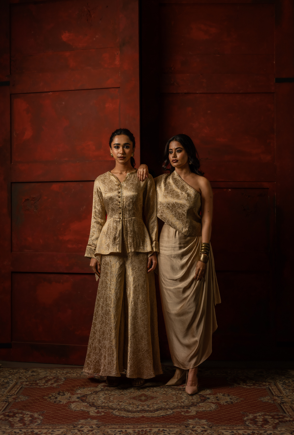 Sunehri One-Shoulder Skirt Set