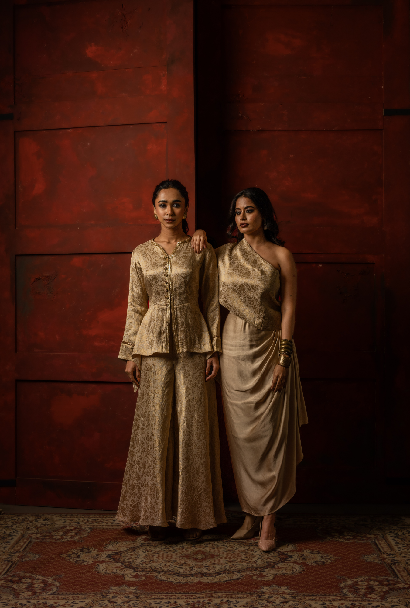 Sunehri One-Shoulder Skirt Set