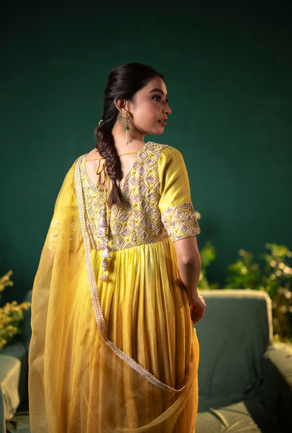 Champa Gold Anarkali Set